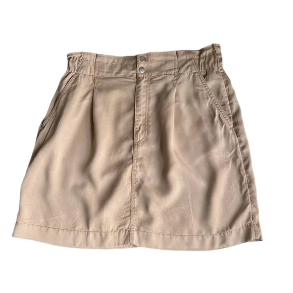 🤩 LOFT Emory Paperbag Pocket Mini Skirt Khaki Size 8 - Picture 3 of 5